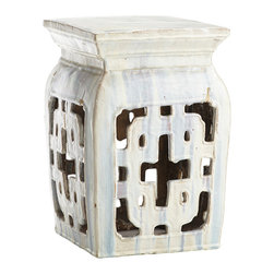 CHINESE GRILLE STOOL &ndash; WHITE - Products