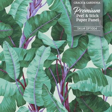 Grace and Gardenia Peel and Stick Premium Paper Tropical Banana Wallpaper, Green