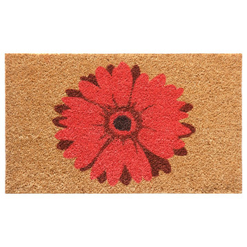 Red Daisy, Flower Door Mat, 18x30"