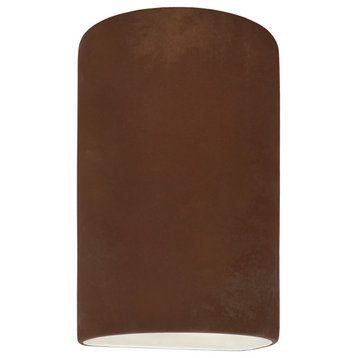 Ambiance Small Cylinder Closed Top, Outdoor Wall Sconce, Real Rust