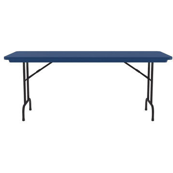 Correll 30"W x 60"D Heavy Duty Blow-Molded Plastic Folding Table in Blue