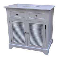 Cottage 36 inch Single Sink Bathroom Vanity Cottage White Finish - Bathroom Vanities And Sink Consoles