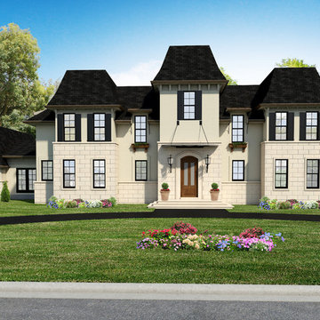 Exterior Rendering of Transitional Private Home - 8,300 Square Feet