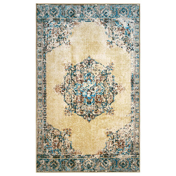 Traditional Medallion Decklan Floral Area Rug, Cream, 8 Ft. X 10 Ft.