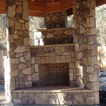 Outdoor Fireplace with BBQ Grill and Pizza Oven