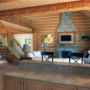 75+ Mediterrane Wohnzimmer mit Holzwänden Ideen, Design & Bilder