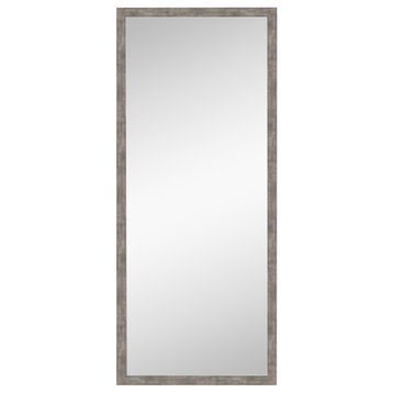 Marred Pewter Non-Beveled Wood Full Length Floor Leaner Mirror - 26.5 x 62.5 in.