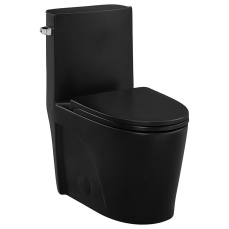 St. Tropez One Piece Elongated Toilet Side Flush, Matte Black