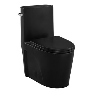 Modern 1-Piece 1.0/1.6 GPF Dual Flush Elongated Toilet in Black