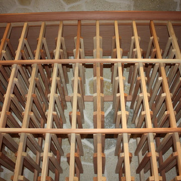 Individual Bottle Custom Wine Racking Dallas in Unfinished Premium Redwood