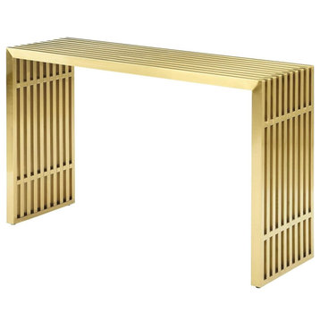 Contemporary Stylish Coffee Table, Stainless Steel, Simple Elegant Design, Gold