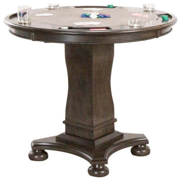 Bowery Hill 42.5" Round Wood Dining/Chess/Poker Table in Gray