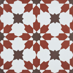 Moroccan Mosaic and Tile House - Ahfir Handmade Cement Tile, Brown/Red, Sample - Wall And Floor Tile