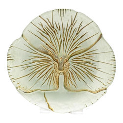belle & June - Pansy Side Plate Cream/Gold-Set of 4 - Salad And Dessert Plates