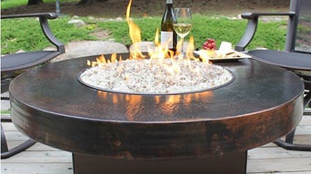 42" Round Oriflamme Hammered Copper Fire Table