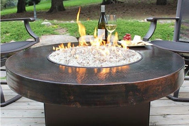42" Round Oriflamme Hammered Copper Fire Table