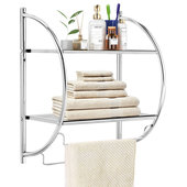 24 Wall Mounted Brass Bathroom Shelf with Towel Rack in Brushed