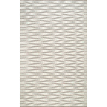 Hand-Woven Triangle Striped Indoor/Outdoor Area Rug, Ivory, 5'x8'
