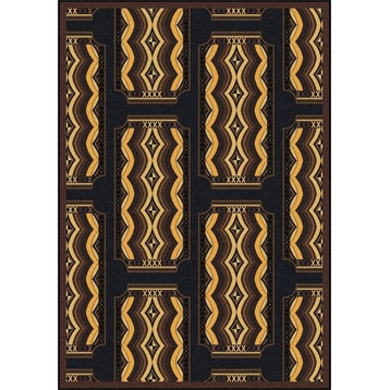 Joy Carpets Any Day Matinee, Theater Area Rug, Deco Ticket, 10'9"X13'2", Brown
