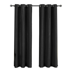Royal Tradition - Single Soho Grommet Thermal insulated Blackout Panel, Black, 42"x84" - Curtains