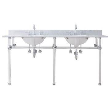 Empire 72" Wide Double Wash Stand, P-Trap, Countertop With Basin, Faucet