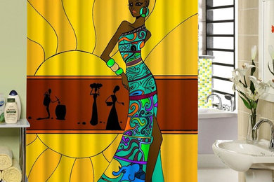 HIGH QUALITY AFRO AFRICAN ART SHOWER CURTAIN