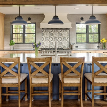 Navy Blue & Maple Kitchen with Walk-in Pantry