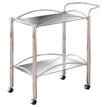 Coaster Shadix 2-tier Contemporary Metal Serving Cart in Chrome and Clear