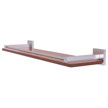 Montero 22" Solid Wood Shelf with Gallery Rail, Satin Chrome