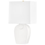 Mitzi by Hudson Valley Lighting - Becki 1-Light Table Lamp Ceramic White - Eager to get your hands on the "it bag" of the season? Becki's your gal. Sartorially inspired, Becki takes shape from the silhouette of a classic handbag. Available in lush cream or robin's egg blue, the glossy ceramic table lamp is poised to make a splash. An oversized Belgian linen shade adds to the elegance, diffusing the light source beautifully.