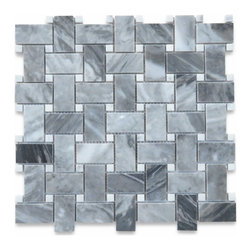Stone Center Online - Bardiglio Gray Dark Grey Marble 1x2 Basketweave Mosaic Tile Polished, 1 sheet - Mosaic Tile