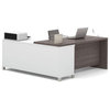 Bestar Pro-Linea L-Desk in White and Bark Grey
