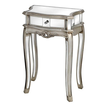 Argente Mirrored Single Drawer Lamp Table