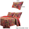 Benzara BM15175 3 Piece King Quilt Set With Floral/Fruit Pattern, Multicolor