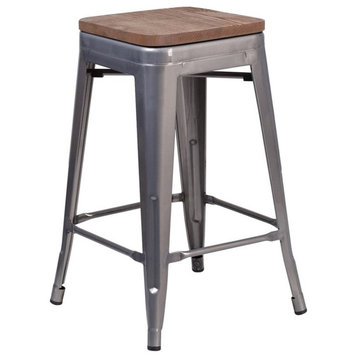 Flash Furniture 24" Backless Metal Counter Stool in Gray
