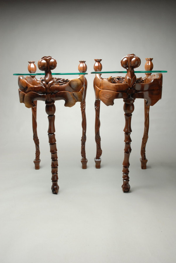 Pair Walnut Bedside Tables