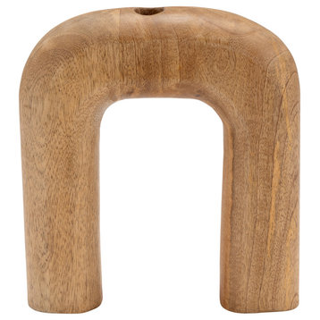 Wood, 10"H Horseshoe Vase, Brown