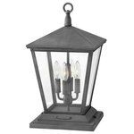 Hinkley - Hinkley 1437DZ-LV Trellis, 4 Light Large Outdoor Pier t Lantern in Traditional - Trellis is a traditional European lantern design iTrellis 4 Light Larg Aged Zinc Clear Glas *UL: Suitable for wet locations Energy Star Qualified: n/a ADA Certified: n/a  *Number of Lights: 4-*Wattage:60w Incandescent bulb(s) *Bulb Included:No *Bulb Type:Incandescent *Finish Type:Aged Zinc