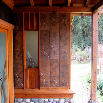 Entry with Art Tile and  matching Art Glass