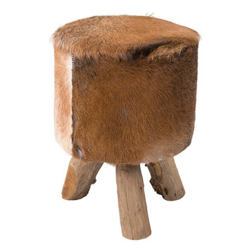 East At Main's Nellie Brown Natural Hide Stool