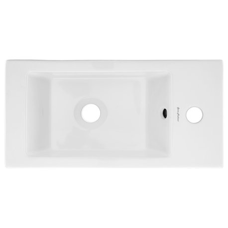 Voltaire 19.5"x10" Ceramic Wall Hung Sink With Faucet Mount, Right Side