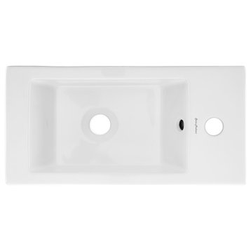 Voltaire 19.5"x10" Ceramic Wall Hung Sink With Faucet Mount, Right Side