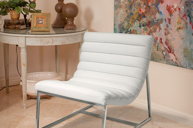 Modern Design Stainless Steel Caviar Leather Sofa Chair