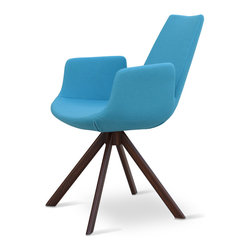 Eiffel Arm & Sword Walnut Base- Turquise Camira Wool (2) - Dining Chairs