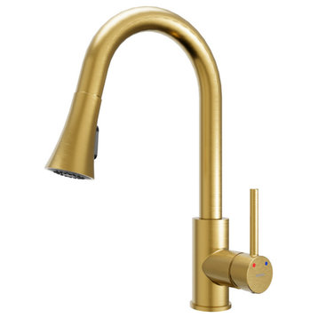 Karran Weybridge Single-Handle Pull-Down Sprayer Kitchen Faucet, Brushed Gold