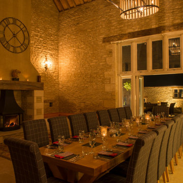 Cotswold Park Barns - Dining room by night