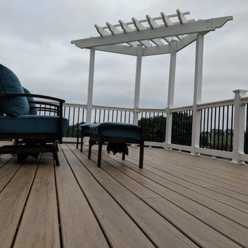 Custom TimberTech Tigerwood Deck with Pergola and Patio in Union Bridge MD