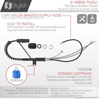 STYLISH Single Handle Pull-Down Dual Mode Kitchen Faucet in Matte Black/Gold