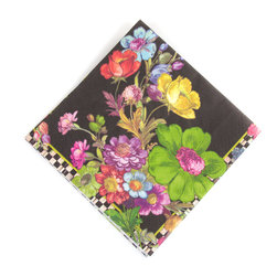 Flower Market Paper Napkins - Luncheon - Black | MacKenzie-Childs - Napkins