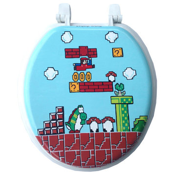 Mario Hand Painted Toilet Seat, Elongated
